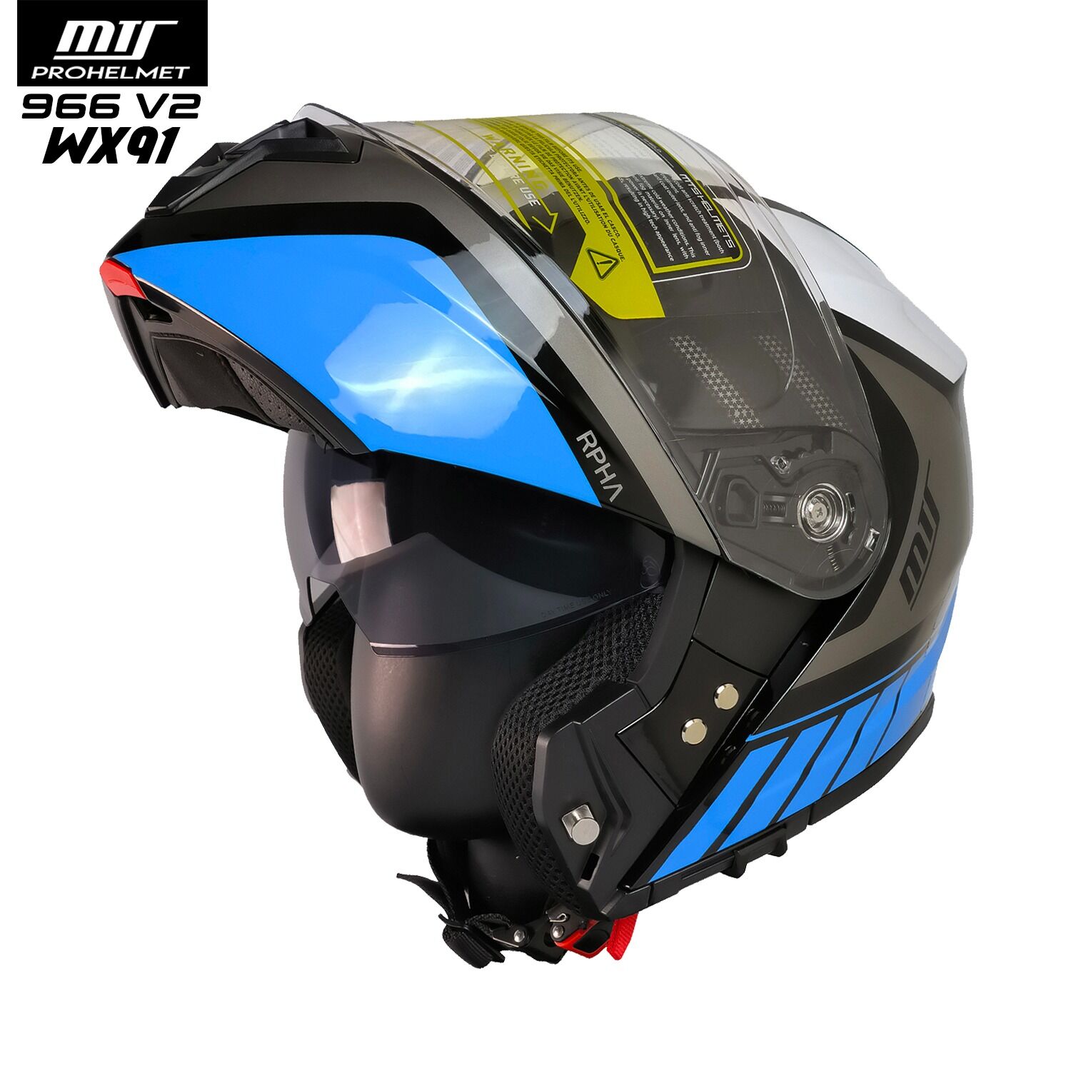 MTS 966 V2 KASK MAVİ BEYAZ [L]